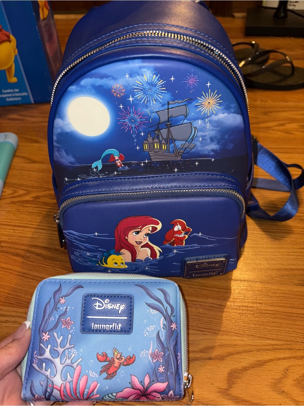 Loungefly The Little Mermaid Blue Mini Backpack with Matching Wallet
